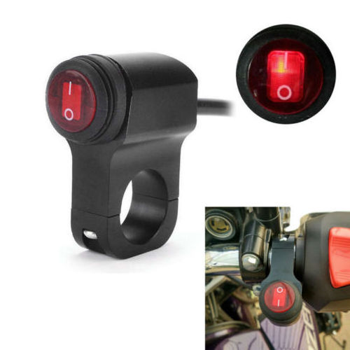 Waterproof LED Handlebar Headlight Fog Spot light On Off Switch For Motorcycle