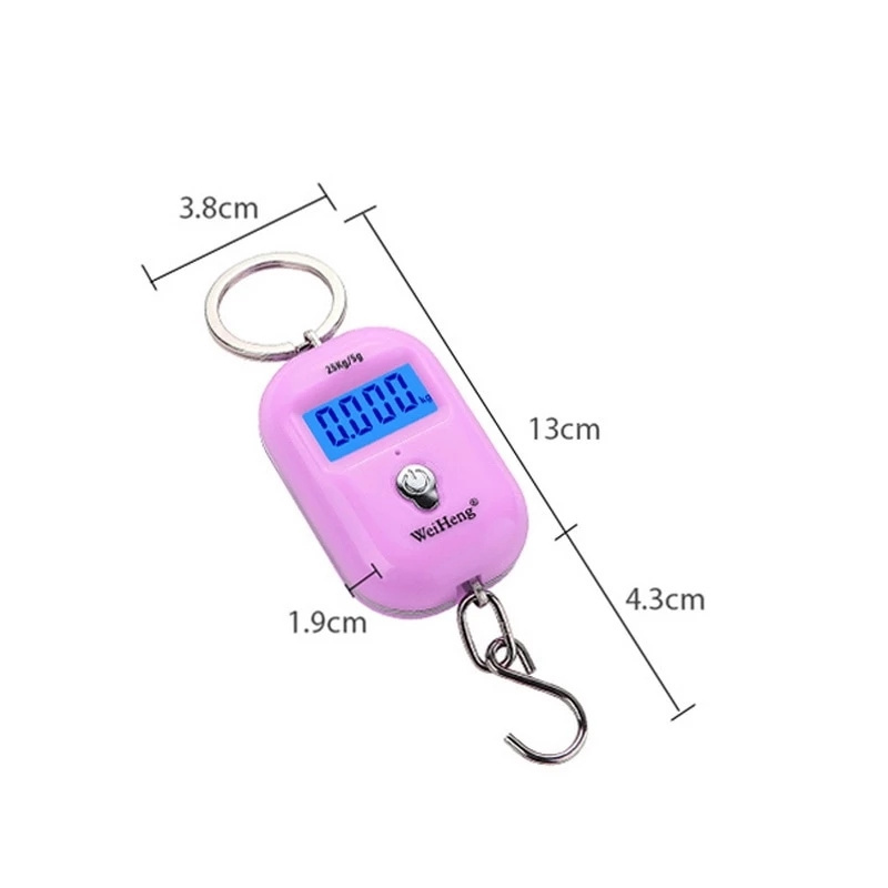 Mini Digital Scale Portable Luggage Scale with LCD Display 25Kg/55Lb Electronic Scale Pocket KeyChain Weight Hook Kitchen Weight