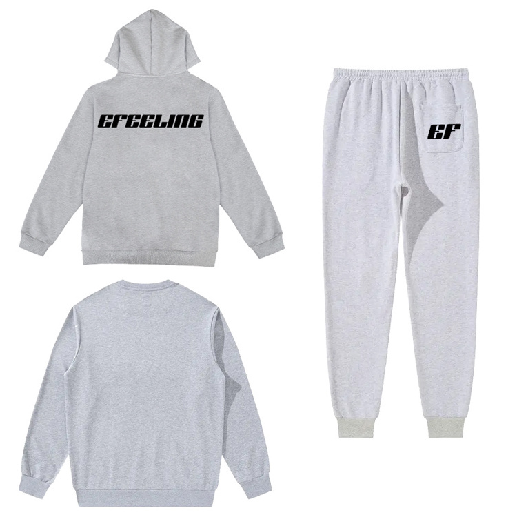 Manufacture Soft High Quality 400gsm French Terry Custom Hoodie And Jogger Set Puff Print Tracksuit