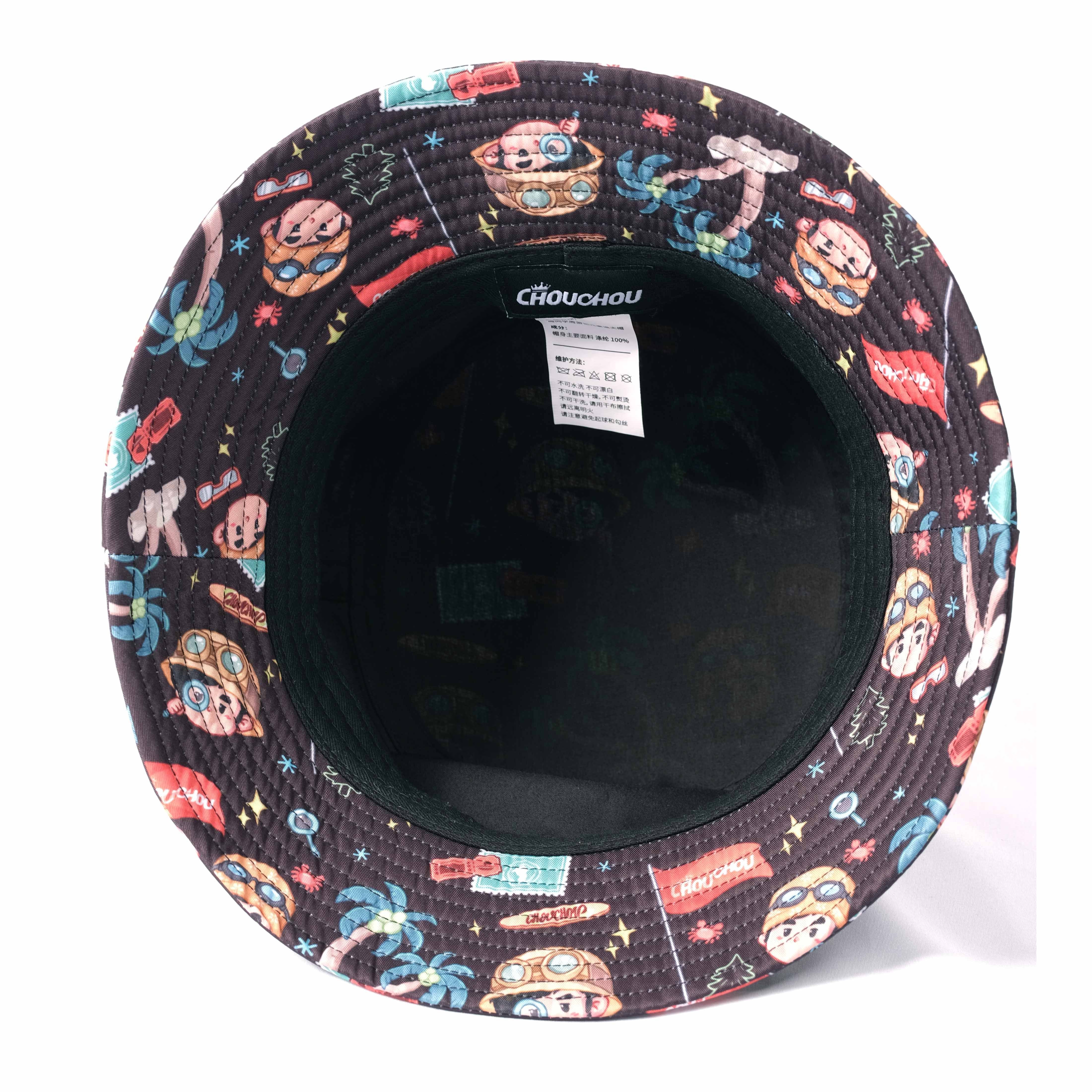 Custom Sublimation Printed Bucket Hats 100% Polyester Printed Bucket Hat