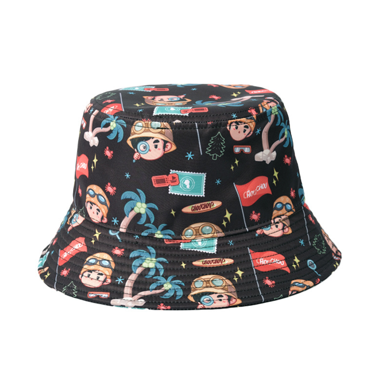 Custom Sublimation Printed Bucket Hats 100% Polyester Printed Bucket Hat