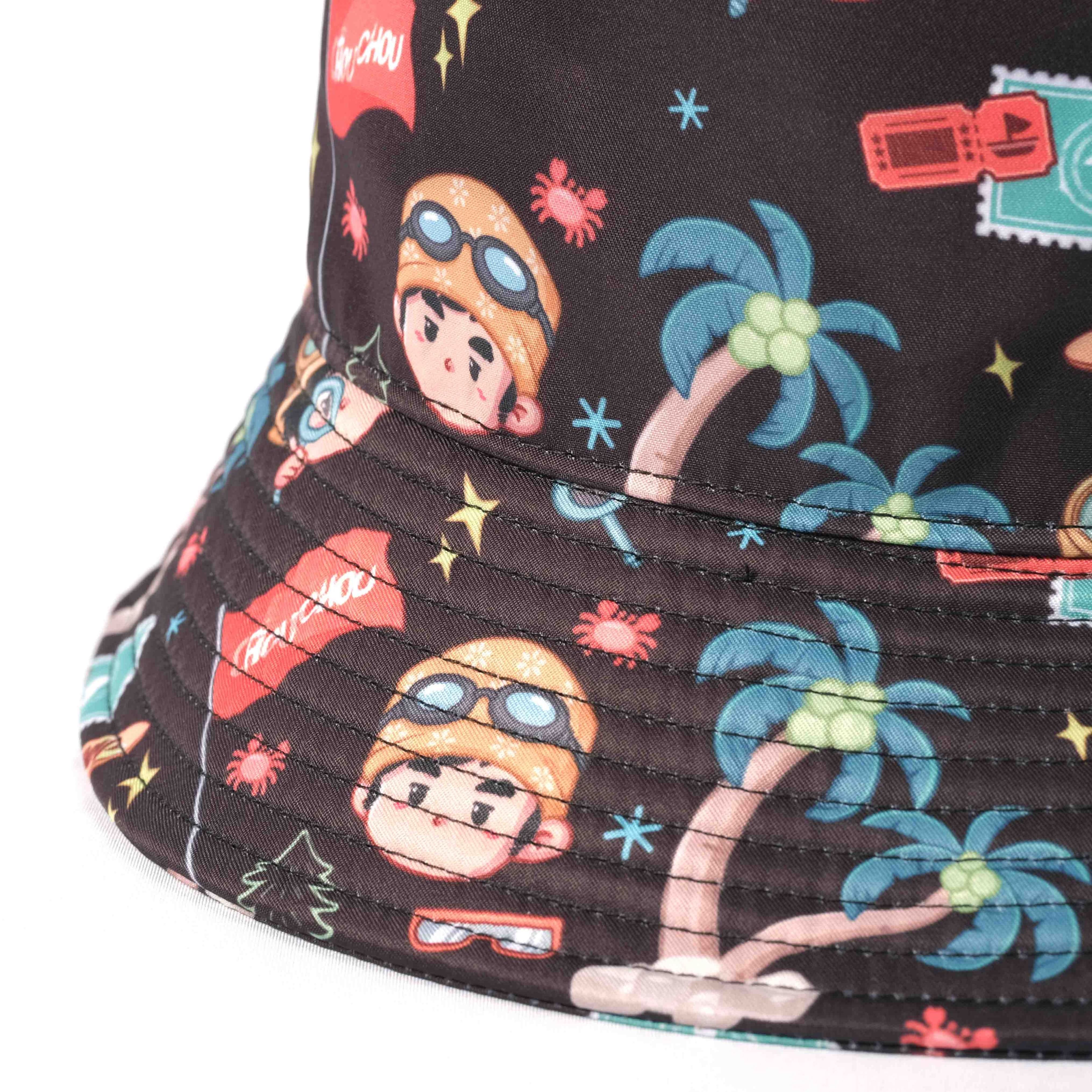 Custom Sublimation Printed Bucket Hats 100% Polyester Printed Bucket Hat