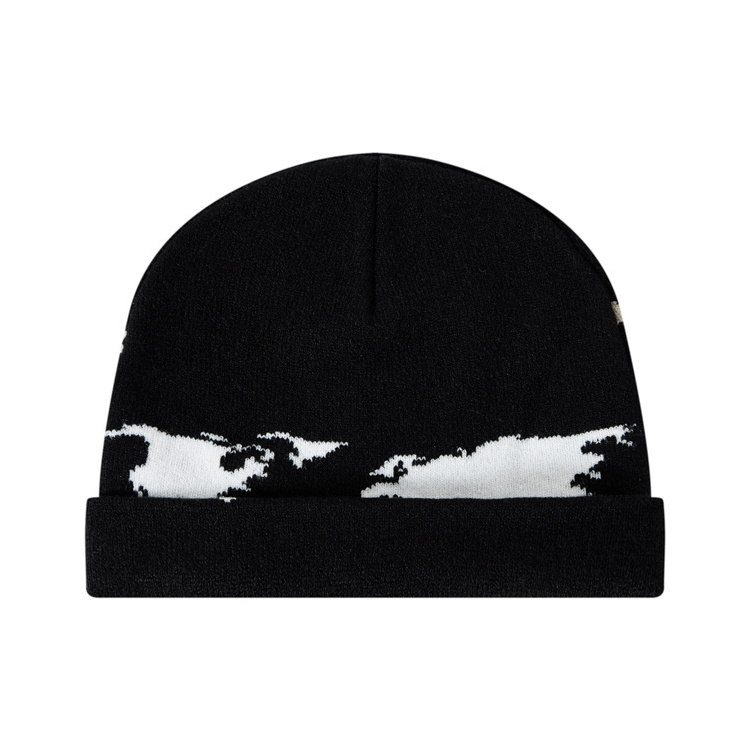 Custom Acrylic All Over Print Reversible Beanies Cap Graphic Jacquard Cuffless Ski Winter Slouchy Hat Beanie