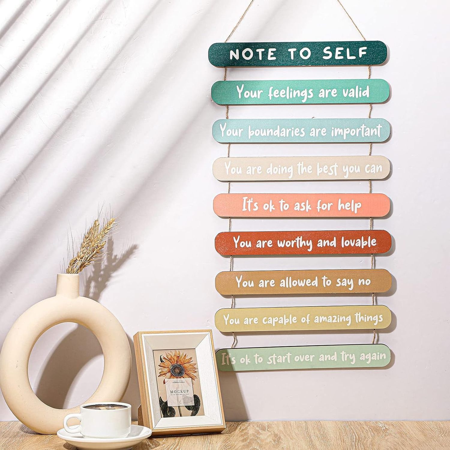 Mental Health Reminders Wall Art Decors Positive Psychology Affirmations Wall Decor Wooden Hanging Wall Pediments Inspirational