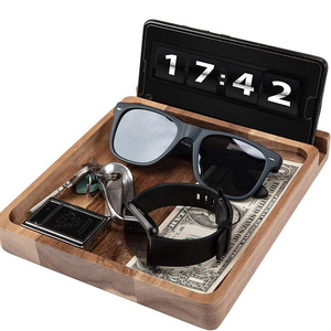 Wooden Valet Tray Men Elegant Nightstand Organizer Exquisite Craftsmanship Perfect Size Catchall Tray for EDC Items