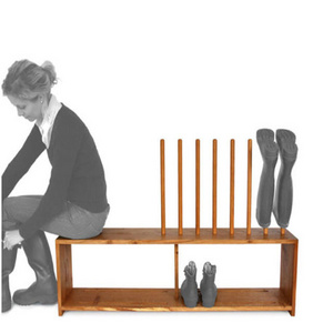 Living Room Furniture Wooden Wellie Welly Boot Rack Bamboo Wood Vertical Boot Standing Rack