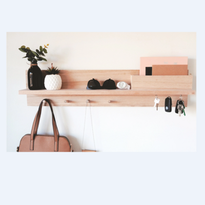 Heavy Duty Coat Hook Wall Shelf with Hooks Entryway Hanging Shelf Hooks & Wall Organisation