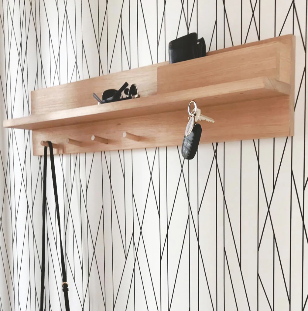 Heavy Duty Coat Hook Wall Shelf with Hooks Entryway Hanging Shelf Hooks & Wall Organisation