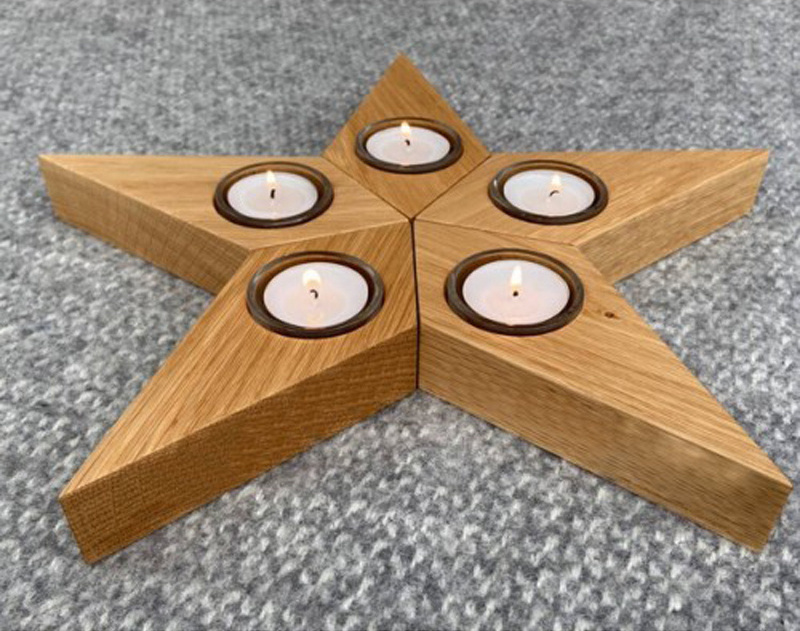 Star candlestick holder wooden candle stick holder wood tea light candle holder