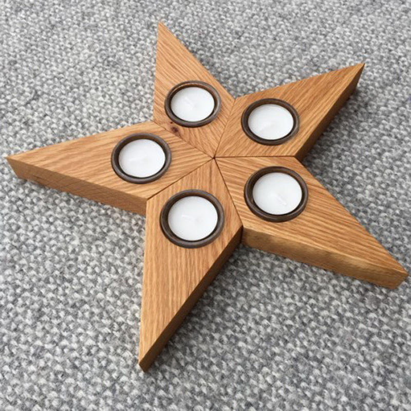 Star candlestick holder wooden candle stick holder wood tea light candle holder