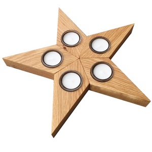 Star candlestick holder wooden candle stick holder wood tea light candle holder