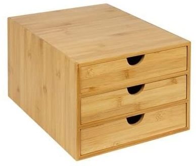 2024 3 Drawer Bamboo A4 Paper Storage Organiser Home Office Desktop Tidy A4 Sturdy Stationary Storage Organiser Unit