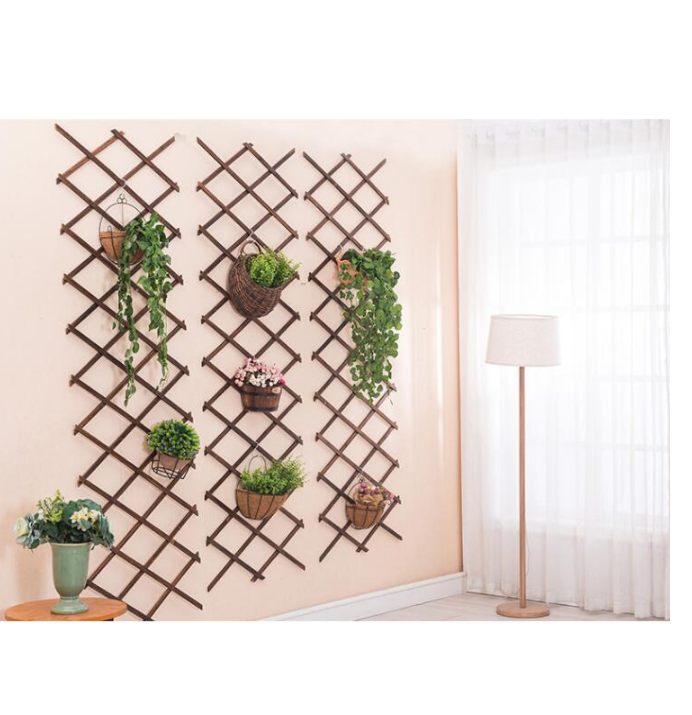 Expanding Wooden  Wall Fence Panel Plant Climb Trellis Support Decorative Garden Fence for Home Yard Garden Decoration