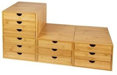 2024 3 Drawer Bamboo A4 Paper Storage Organiser Home Office Desktop Tidy A4 Sturdy Stationary Storage Organiser Unit