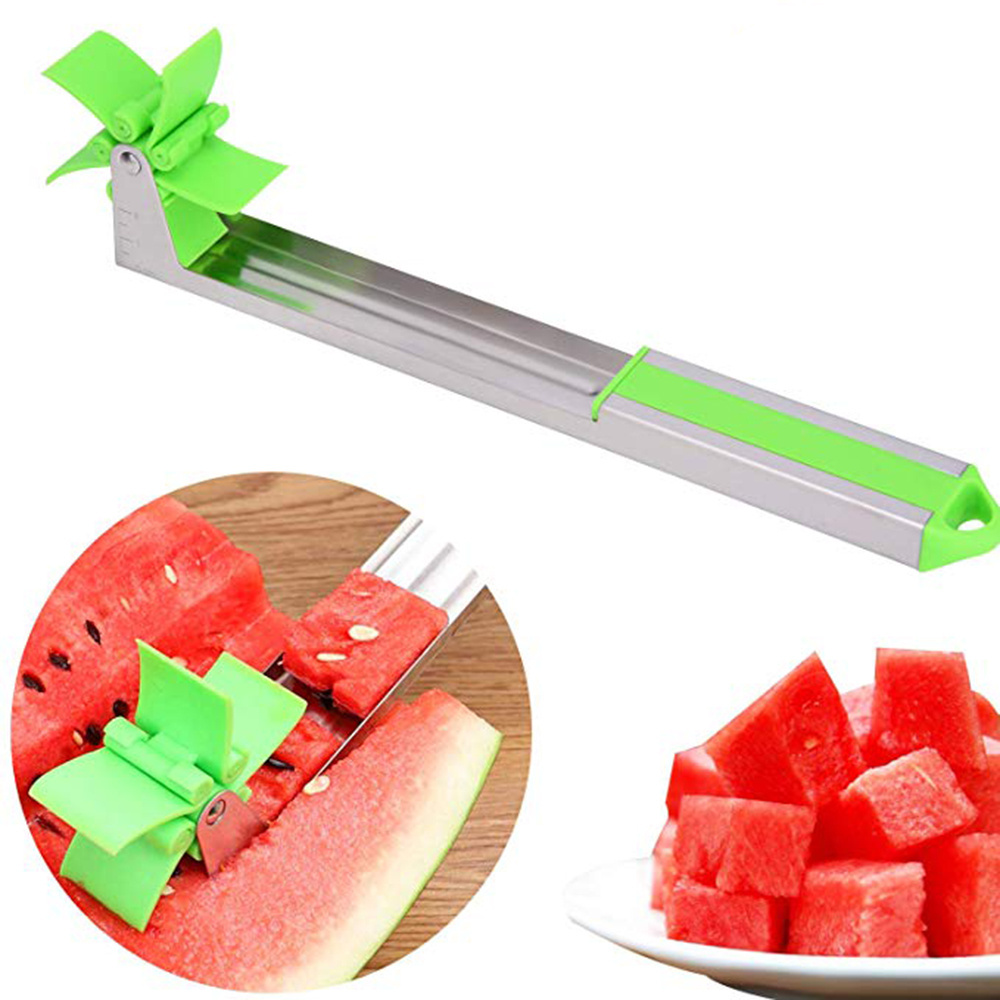 2021 Watermelon Slicer Cutter Knife, Windmill Watermelon Slicer Cutter Tongs Corer Fruit Melon Stainless Steel Tools