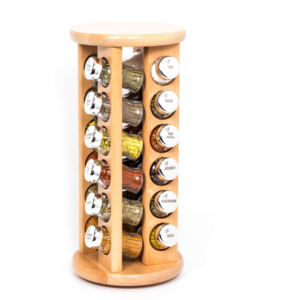 24 Jar Revolving Wooden Spice Rack, Herbs and Spices rotating wooden spice box