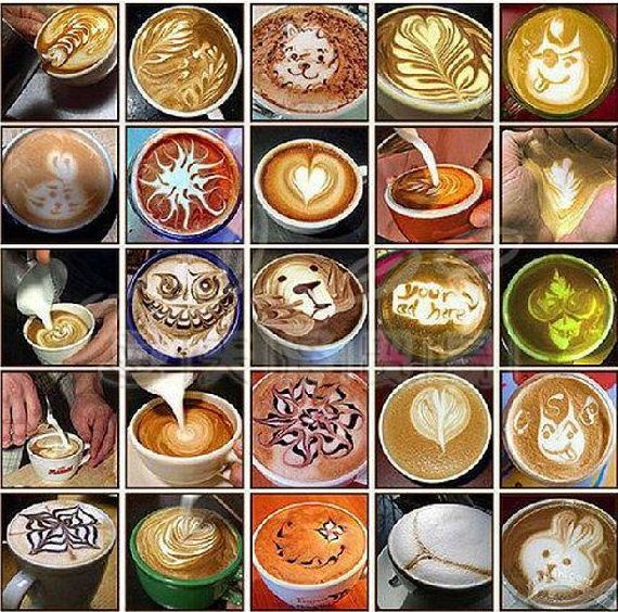 2021 16pcs/set Plastic Coffee Latte Cappuccino Barista Art Stencils / Cake Duster Templates Coffee Tools Accessories