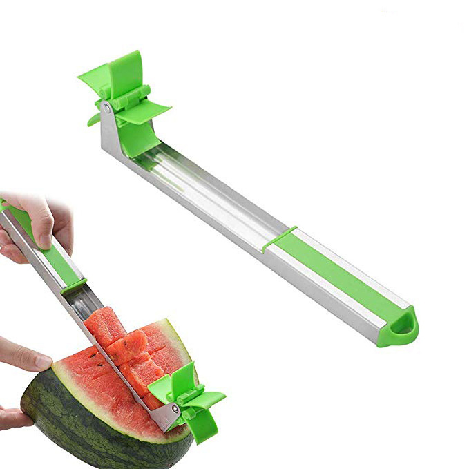 2021Watermelon Slicer Cutter Knife Windmill Watermelon Melon Tongs Corer Stainless Steel Vegetable Fruit Cubes Slicer