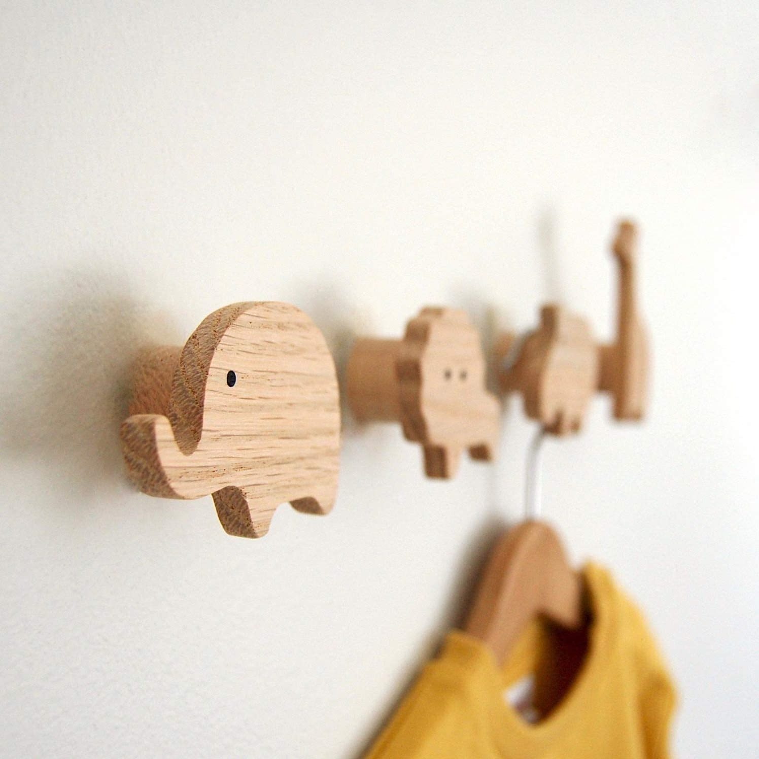 Decorative Childs Wall Hooks Hanging Coat Bedroom Or Nursery Wooden African Safari Animal Theme Decor