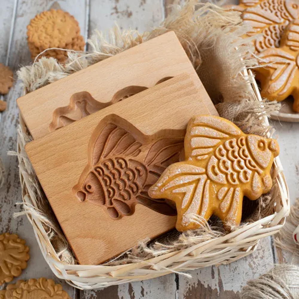 Goldfish Gingerbread Mold Cookie Cutter Embossing Mold Gingerbread Cookie Mould Biscuit Cutter 3D Wood Cookie Molds