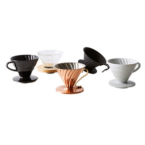 Wholesale Color Colorful Ceramic Porcelain Pour Over V Shaped Brewer Portable Coffee Drip Dripper Filter Set with Cup Stand