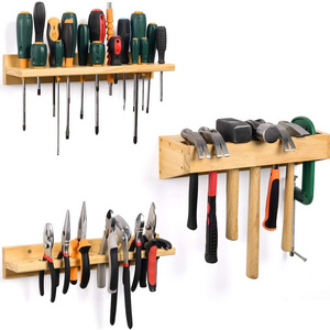 Screwdriver Organizer Pliers Organizer Hammer Rack Wall Mounted Tool Storage Organizer Wooden Tool Holders Organizers