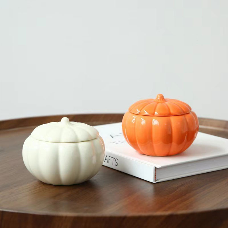 Ceramic Handmade Pumpkin Shaped Candle Jar Ceramic Candle Container