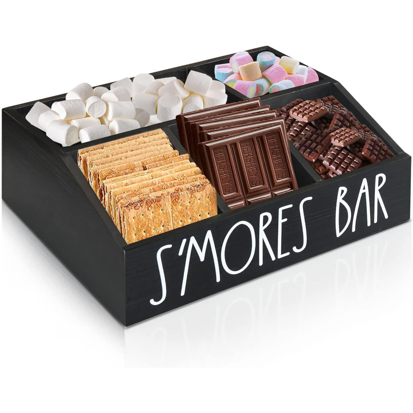 S'Mores Station Farmhouse S'mores Bar Holder Caddy Maker Box Smores Accessories Organizer Container Box Serving Tray