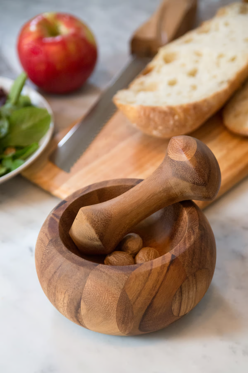 Mortar and Pestle Wood Gorgeous Acacia Wooden Mortar and Pestle Set for Herb Spice Nut Pepper Herb Crusher Kitchen Utensils