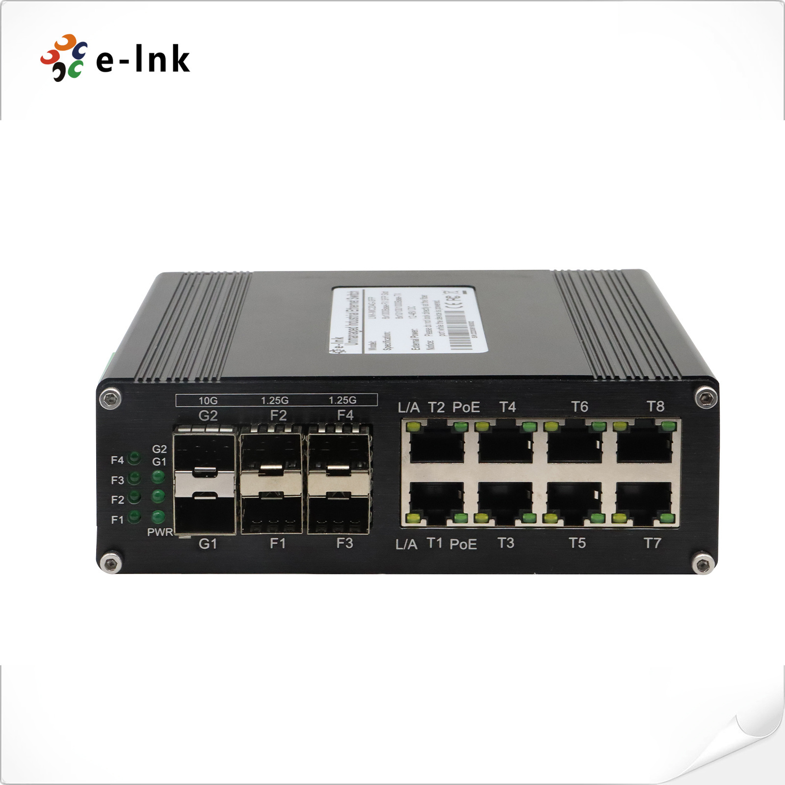 8 x 10 100 1000M RJ45 + 4 x 1.25G SFP + 2 x 10G SFP+ Ports Industrial Fiber Optic Network Ethernet Switch