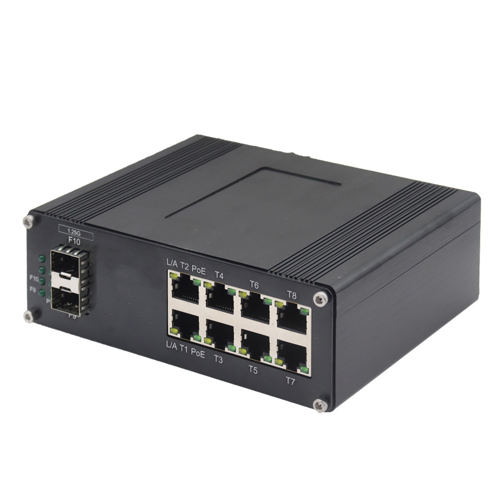 8 x 1000M PoE Ports + 2 x 1.25G SFP Ports Gigabit Network Industrial Managed PoE Switch