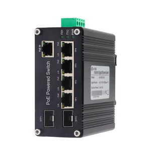 PoE Powered Switch 5 Port 10/100/1000T To 2 Port 100/1000X SFP Industrial Ethernet Switch with PoE Passthrough