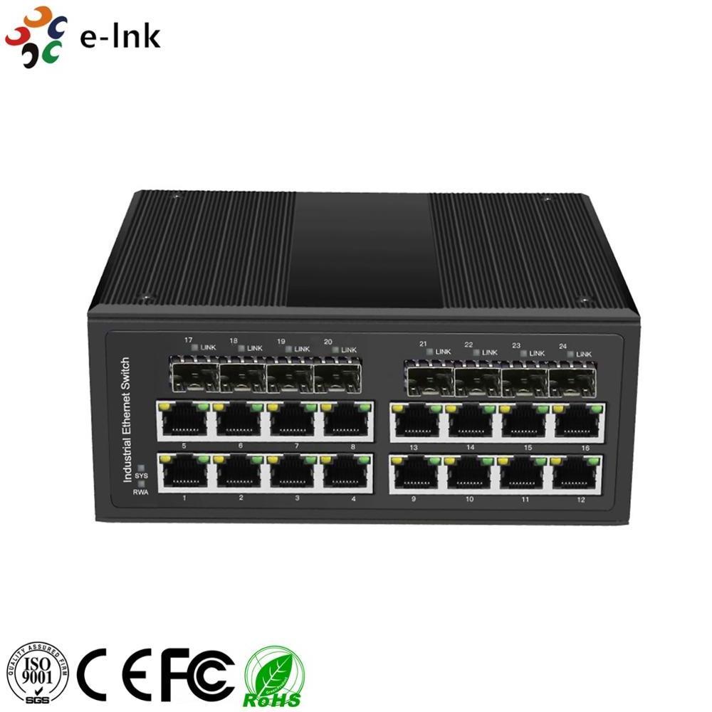 Industrial 16 port Managed Gigabit Ethernet Switch with 8 Port 100/1000BASE-X SFP