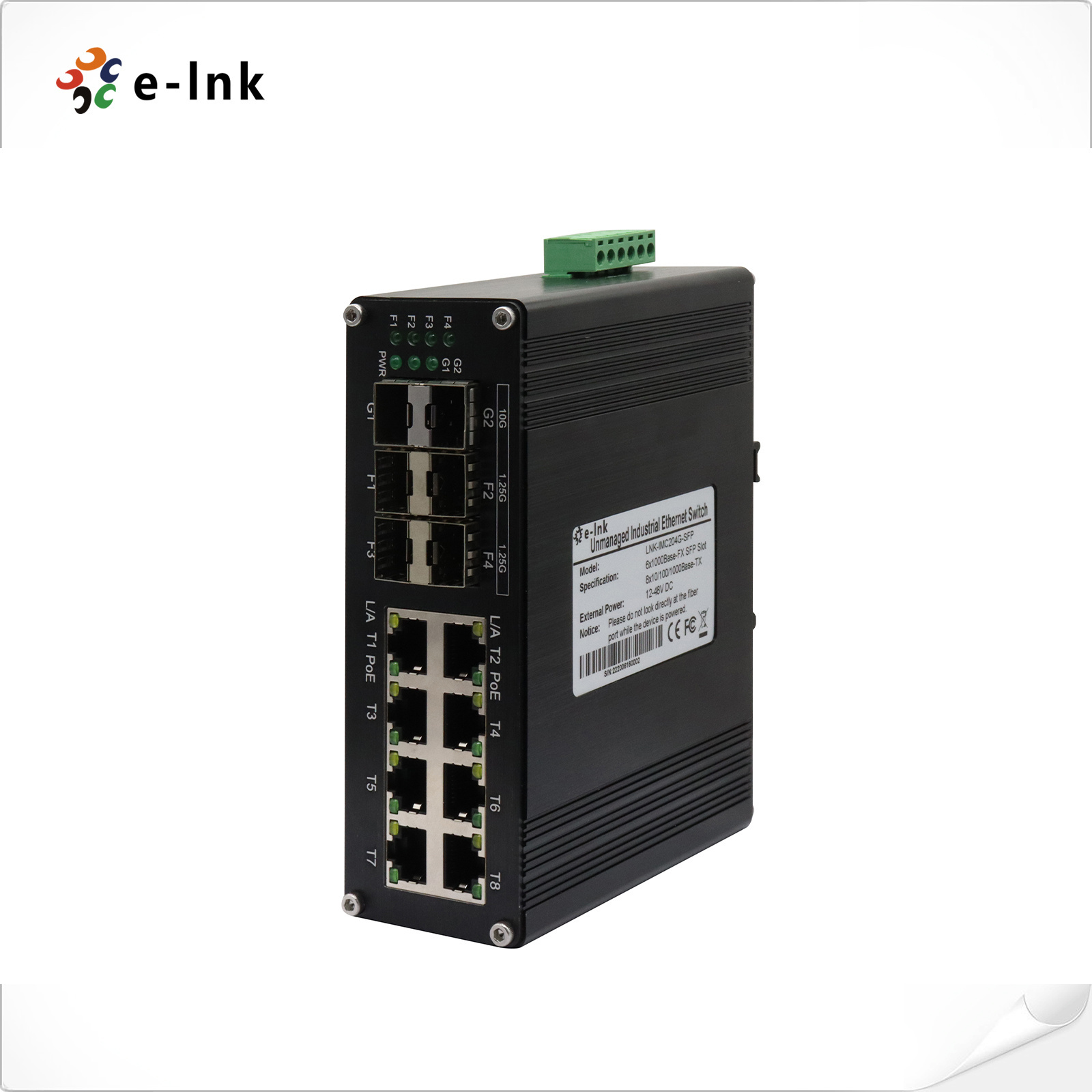 8 x 10 100 1000M RJ45 + 4 x 1.25G SFP + 2 x 10G SFP+ Ports Industrial Fiber Optic Network Ethernet Switch