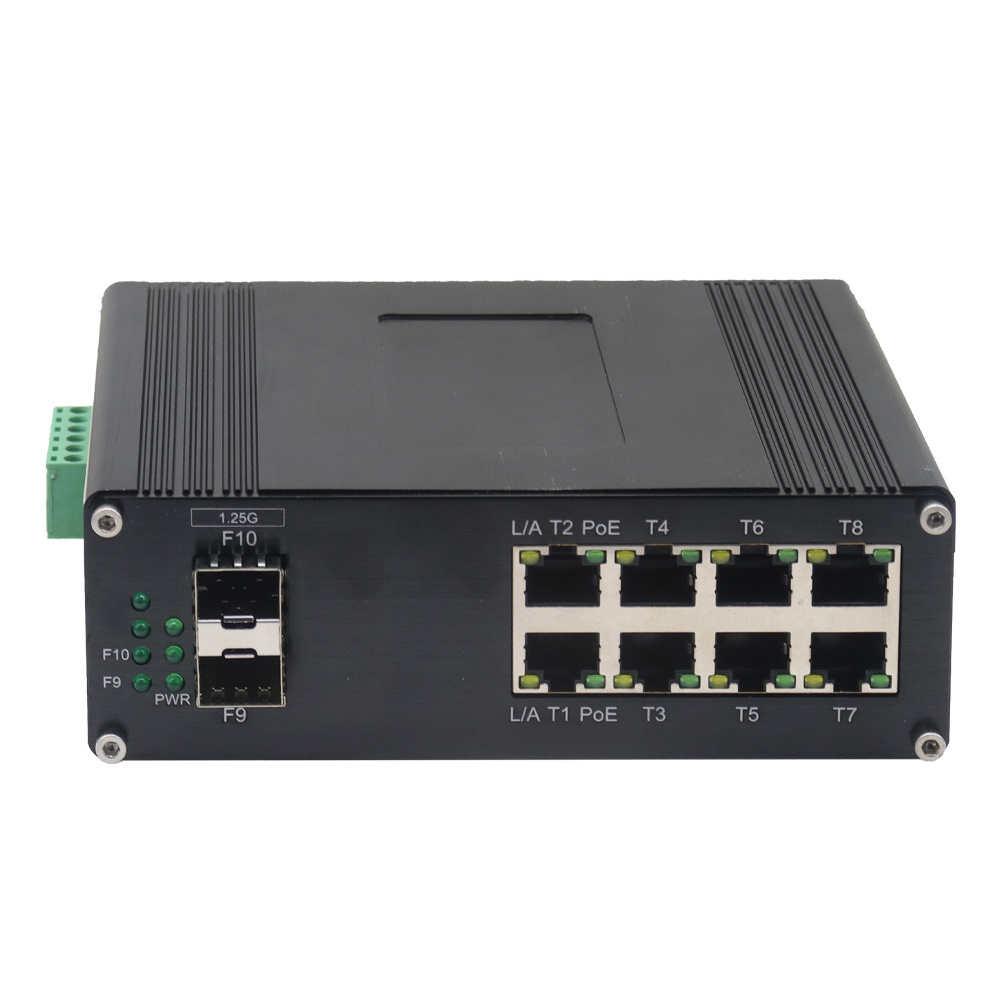 8 x 1000M PoE Ports + 2 x 1.25G SFP Ports Gigabit Network Industrial Managed PoE Switch