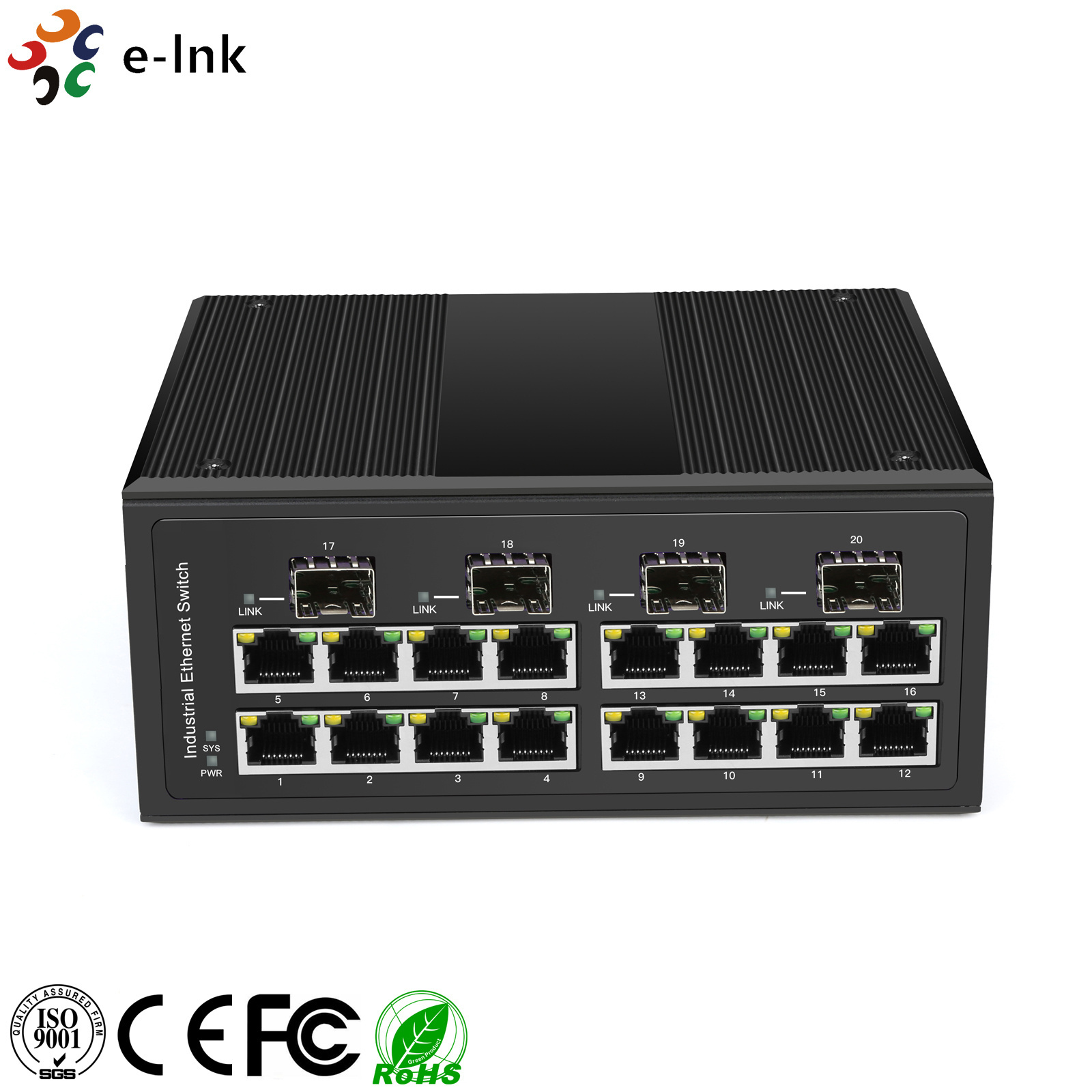 Industrial 16 port Managed Gigabit POE Switch with 4 Port 100/1000X SFP