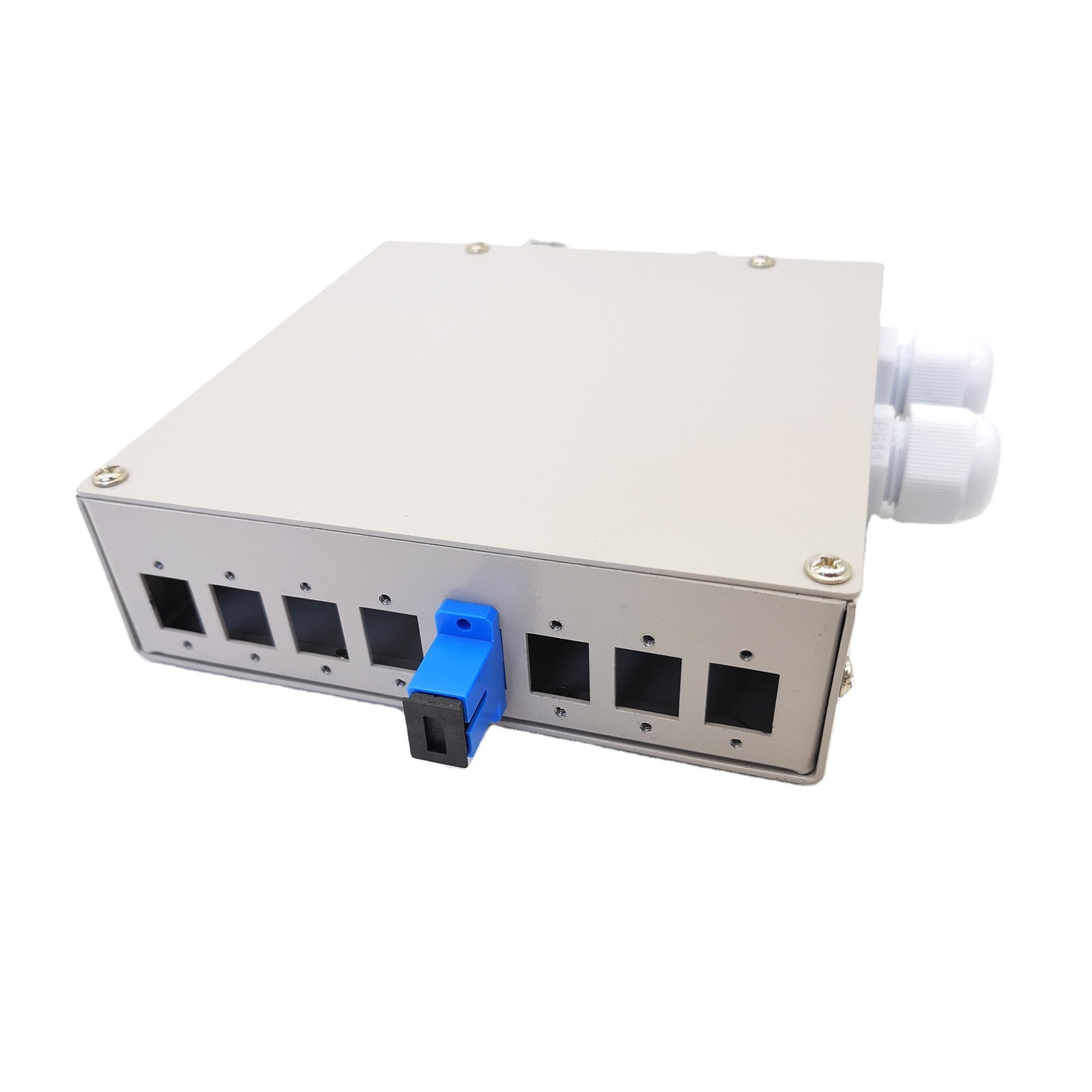 8 Ports DIN-Rail Fiber Splice Box  for 8-Port SC Simplex Adapters