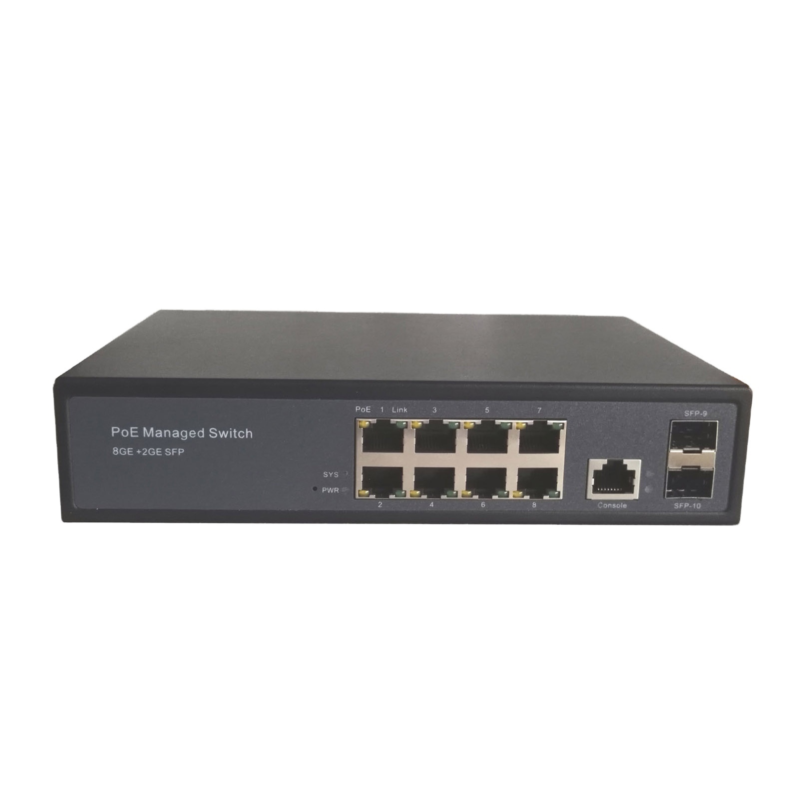 24V Passive POE Switch 8 Port 10/100/1000BASE-T To 2 Port 1000BASE SFP Auto-sensing IEEE 802.3af/at POE/POE+