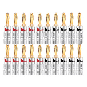 24K Gold-plated  4MM Banana  plugs Banana connector  with Screw Lock For Audio Jack Speaker Plugs Black&Red