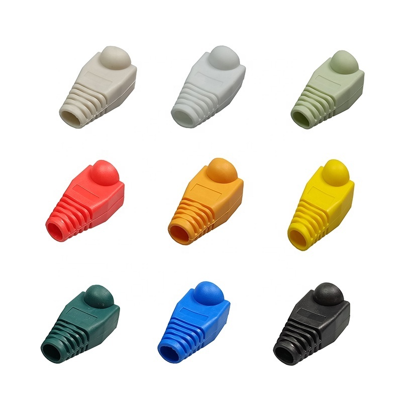 RJ45 relief Cap Protective Cover 9 colors RJ45 Ethernet Network Cable Cap Strain Relief Boot RJ45 Boot Cap