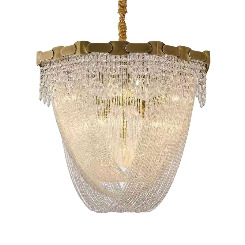 Crystal Indoor Chandelier Led Ceiling Light Fixture Crystal Hanging Pendant Lamp with Brass American 80 AC 85-265V 5-year CN;GUA