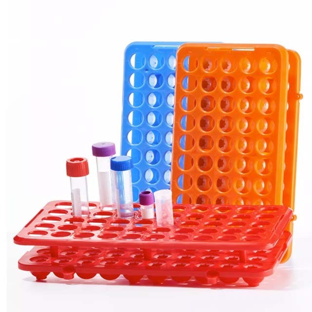 Lab Multi function PP Centrifuge tube rack 50holes*18mm Plastic test tube rack Silicone circlip