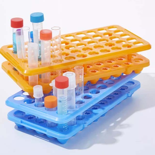 Lab Multi function PP Centrifuge tube rack 50holes*18mm Plastic test tube rack Silicone circlip