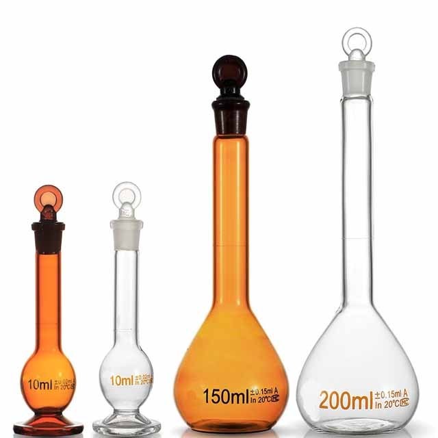 Lab Glass volumetric flask transparent Amber brown with base constant volume flask 1/2/5/10/20/25/50/100/150/200/250/500/1000ml