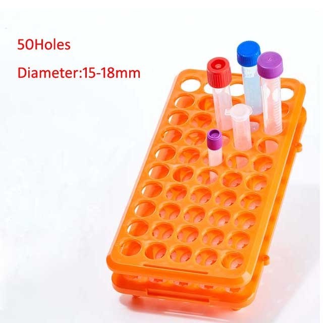 Lab Multi function PP Centrifuge tube rack 50holes*18mm Plastic test tube rack Silicone circlip