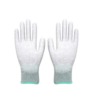 Hot Sell 13 Gauge Seamless Assembly Antistatic Carbon Fiber Pu Top Fit Anti-static Cleanroom Working Gloves