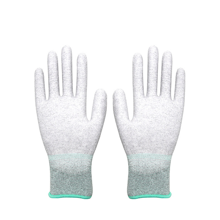 PU coated work gloves wholesale garden welding construction work safety carbon fiber palm esd glove