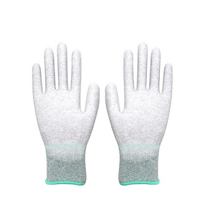 PU coated work gloves wholesale garden welding construction work safety carbon fiber palm esd glove