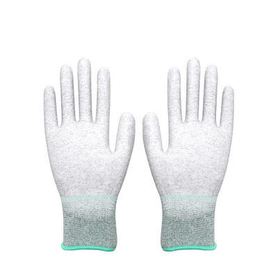 PU coated work gloves wholesale garden welding construction work safety carbon fiber palm esd glove