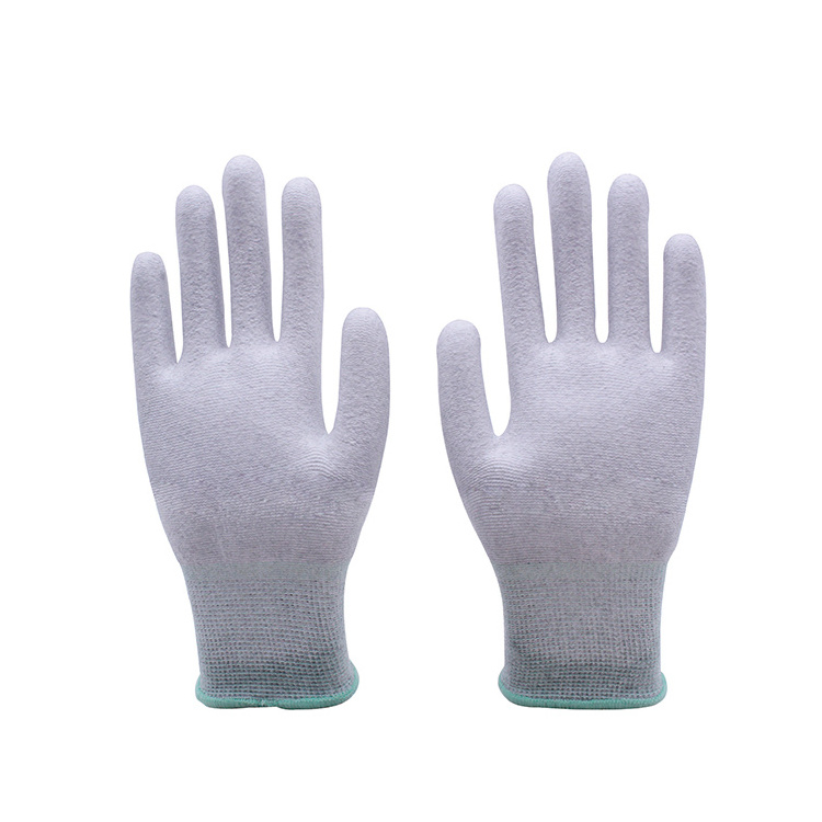 PU coated work gloves wholesale garden welding construction work safety carbon fiber palm esd glove